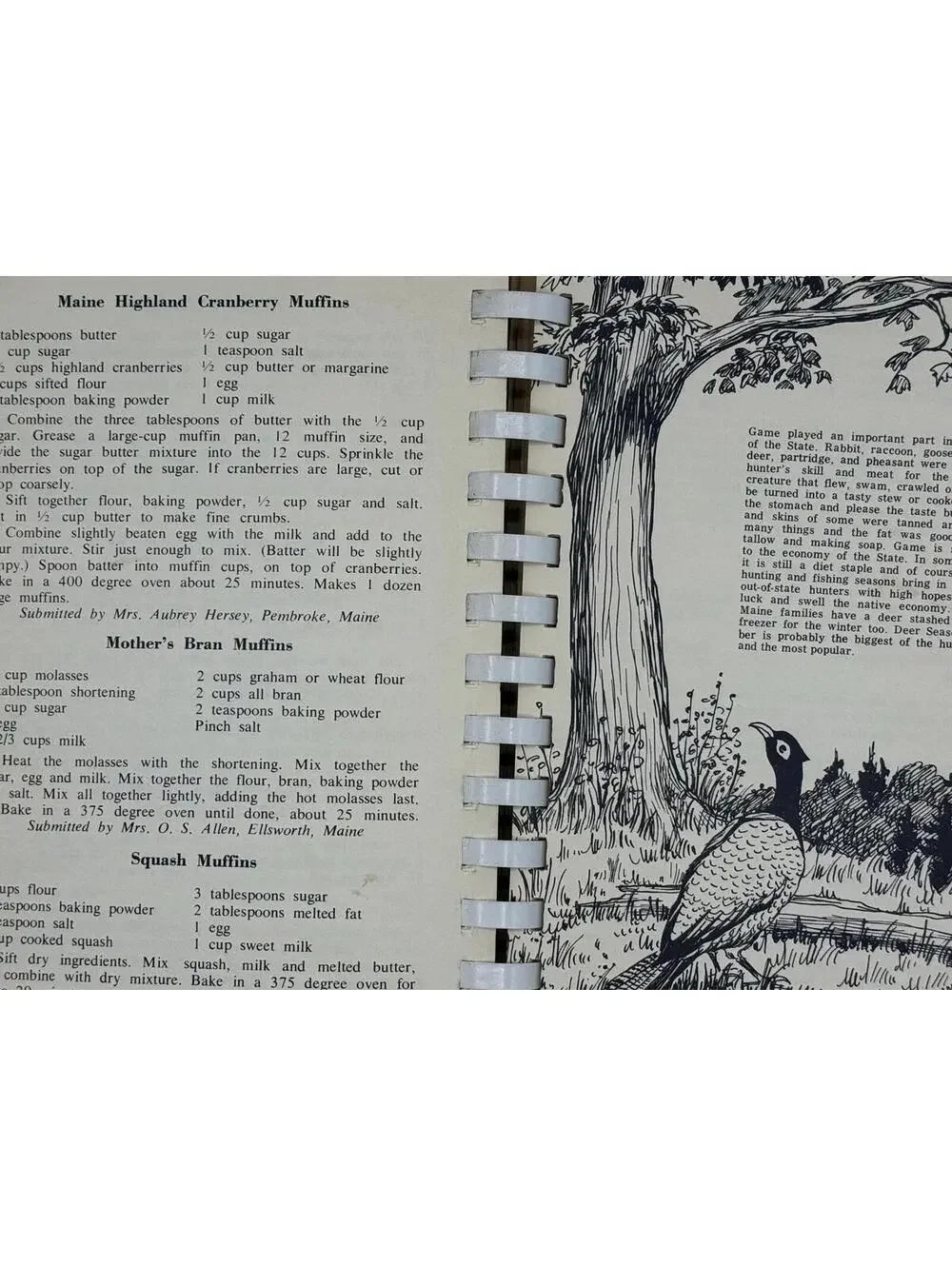 Vintage 1969 Maine's Jubilee Cookbook, Local Recipes Spiral Fundraiser Cookbook
